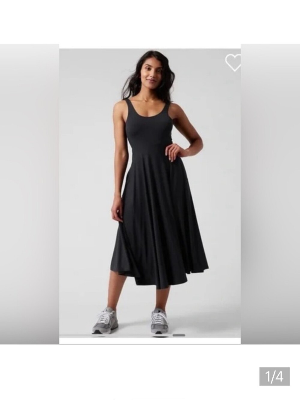 Athleta Santorini Midi Dress Medium Black Sleeveless Modal Flowy Pockets Capsule